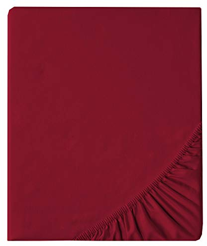 aqua-textil Luxury Bettwäsche zum Kombinieren 90 x 200 cm Spannbettlaken Bordeaux rot Baumwolle Mako Satin Bettlaken