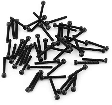 M3 Set di Viti a Testa Cilindrica con Esagono Incassato Nero, Chiusura in Lega di Acciaio al Carbonio di Grado 12,9, Accessorio per Strumento di Riparazione, 4-50 mm(M3*25mm【half tooth】 50 pcs/pack)