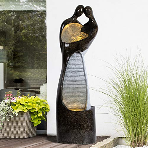 Gartenbrunnen Brunnen Zierbrunnen Zimmerbrunnen Springbrunnen Sweetheart mit LED Licht 230V Wasserfall Wasserspiel für Garten, Gartenteich, Terrasse, Balkon Sehr Dekorativ