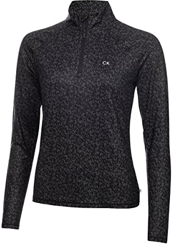 Calvin Klein Damen Bolina 1/4 Reißverschluss Midlayer - Schwarz/Urban - L
