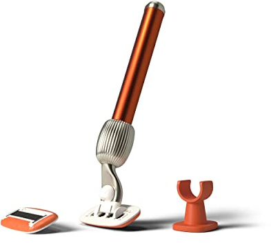 Fler The Razor Starter Set - Rasoio Donna 5 Lame, Rasoio con Supporto e 2 Lamette di Ricambio, Rasoi Unisex, Lametta con Aloe Vera, Vitamina E, Arancio Sicily