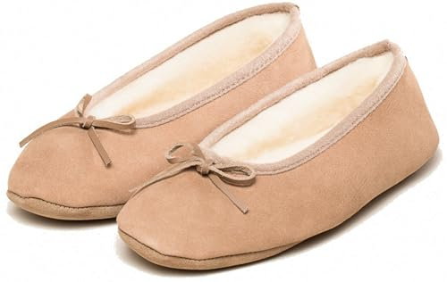 kitz-pichler Lammfell-Ballerina Sabrina für Damen | Hausschuh aus echten Lammfell Tabacco, 40