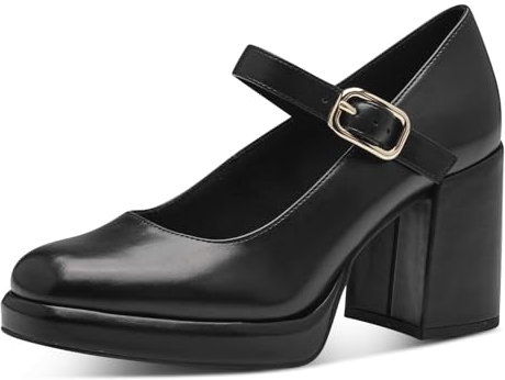 MARCO TOZZI Damen Pumps mit Riemen Elegant mit Blockabsatz, Schwarz (Black), 40 EU