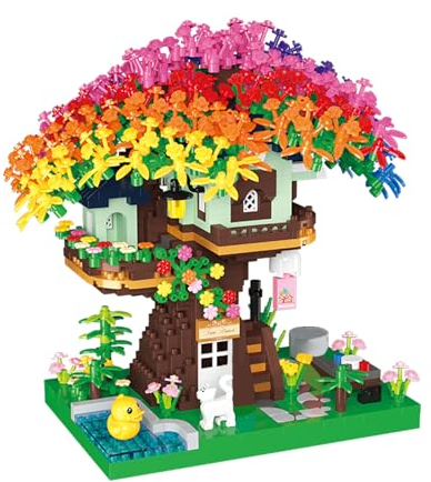 LULUFUN Lot de Blocs de Construction, cabane dans l'arbre Arc-en-Ciel, Mini kit de Construction pour Adultes, Jouets Cadeaux pour Anniversaire, Noël, Nouvel an