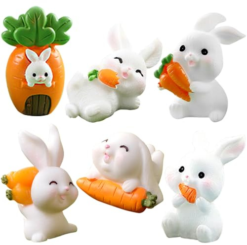 YGCHEN Miniatura Conejo Figura Decoración para Tartas Mini Conejo de Pascua Figuras Animales Adornos Pascua Decoración Fiesta de Cumpleaños Regalo 12 Piezas