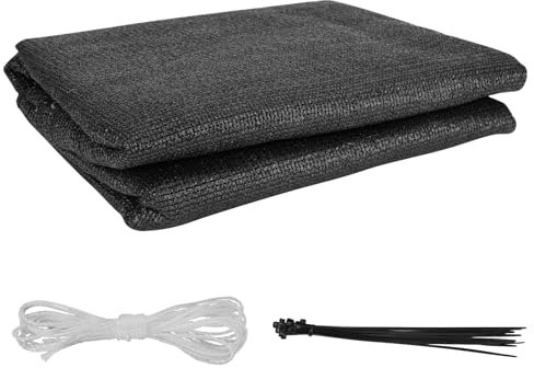 WIGUROE Malla de privacidad para valla de jardín de 0,9 x 5 m, 130 g/m², resistente a los rayos UV, resistente al desgarro, con bridas y ojales (negro)