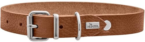 HUNTER Hundehalsband Grenada aus Leder, Farbe: Cognac, handgefertigt in Deutschland, für Training und Alltag, robust, komfortabel, Schlichtes, Elegantes Design, Größe: XS, Umfang: 24-28 cm