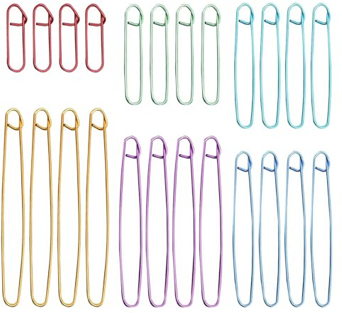 SYEYCW 24 Piezas Juego de Soportes para Puntadas, Imperdibles de Ganchillo, Soportes para Puntadas de Aluminio, para Mantas, Bufandas, Edredones, Bricolaje, Otros Proyectos de Tejido, 6 Tamaños