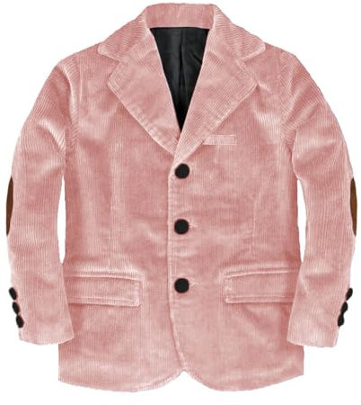 Stillluxury Chaqueta de pana con parche en el codo para niño, con solapa de muesca, abrigo deportivo para baile de graduación, Blush Pink, 14 años