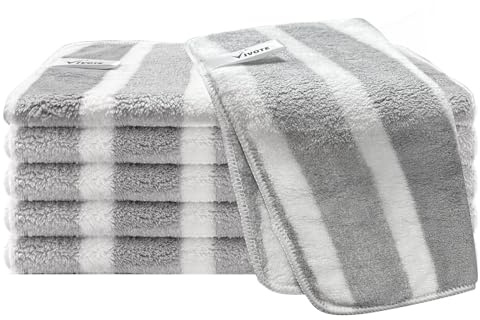 VIVOTE Microfaser Spüllappen Wiederverwendbare Reinigungstücher Spültücher Super Saugfähige Trockentücher Küche Waschbar Geschirrtücher Haushalts Putzlappen 30×30CM 6 Stück (Grau)