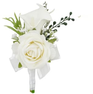 Floinla 1Pc Single Ivory White Boutonnieres for Men Wedding Prom, Artificial Calla Lily Sunflower Flower Groom and Groomsmen Boutonniere for Wedding Homecoming Ceremony, Party