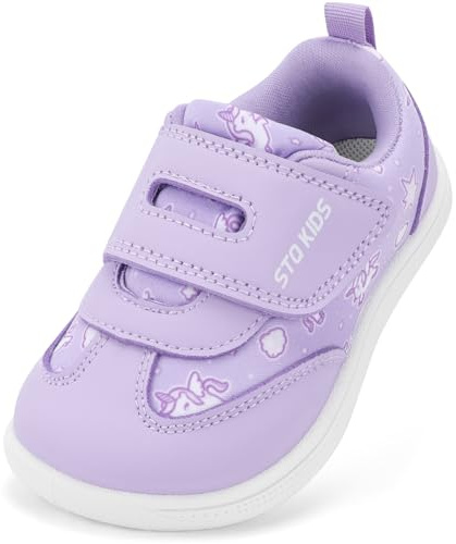 STQ KIDS Chaussures Enfants Barefoot Zero Drop Pointe Large Semelle Antidérapante pour Premiers Pas de Gymnastique 21-29 EU, aubergine, 26 EU Larga
