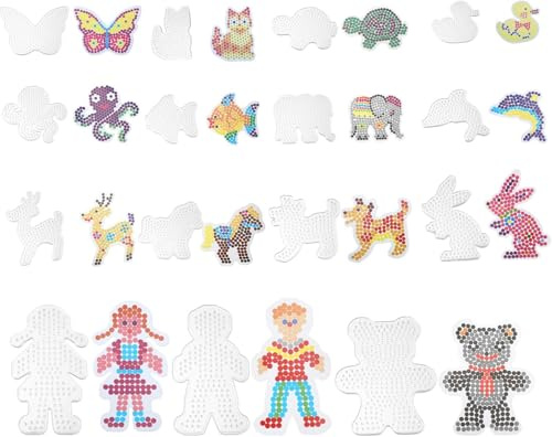 5mm Plaques de Perles a Repasser, 15 Pcs Modèles de Perles à Repasser en Plastique Support Perles Repasser Transparents avec 15 Cartes Colorées Kit de Perle Créatif Bricolage pour L'Artisanat