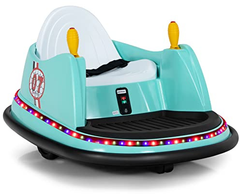 COSTWAY Coche de Parachoques para Niños, Auto Eléctrico Chocador 6 V con Luces Coloreadas, Música, Giratorio 360°, Joystick Simplificado, Mando, Vehículo Montable de Batería niños 2-5 Años (Verde)