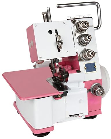 Máquina de coser Overlock de 4 hilos, máquina de coser Serger 1200SPM con puntada ajustable, luz LED y controlador de pie, marco de metal resistente, para mezclilla de seda de algodón