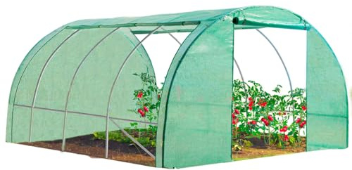 IDMarket – Invernadero túnel de jardín de 4 estaciones, 12 m², color verde, 4 x 3 m