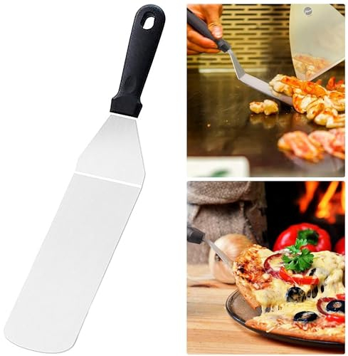 Accessori per la piastra per hamburger Turner raschietto pancake Flipper, Spatola in acciaio inox per piastra in metallo, ideale per barbecue e piastra piatta, Spatola per hamburger