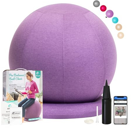 Enovi ProBalanceΩ,Sedia a sfera per esercizi di yoga, con comoda copertura antiscivolo e base di stabilità per ufficio e casa scrivania, 75 cm, AP