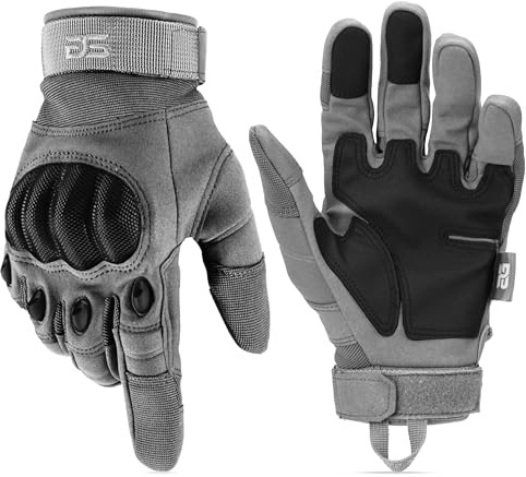 Glove Station Gloves for Men – Touchscreen Utility Gear with Hard Knuckle Protection Used in Motorcycle, Airsoft, Combat, & Outdoor Work Gray - Hard Knuckle Large