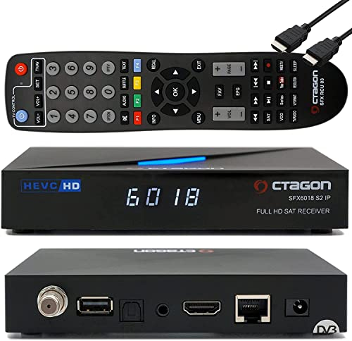 Octagon SFX6018 S2+IP WL 1x DVB-S2 HD H.265 HEVC, E2 Linux Smart Receiver, Satelliten Receiver, Aufnahmefunktion, Kartenleser, YouTube, Web-Radio, 150Mbit/s WiFi intern, HDMI, schwarz
