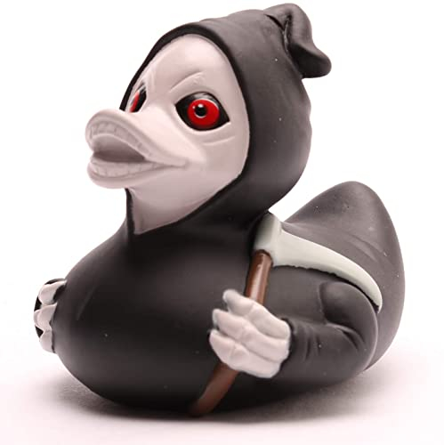 Duckshop I Badeente Tod I Quietscheente I L: 9 cm I inkl. Quietscheentchen -Schlüsselanhänger im Set I Geschenk Horror-Fans I Geschenk Sammler