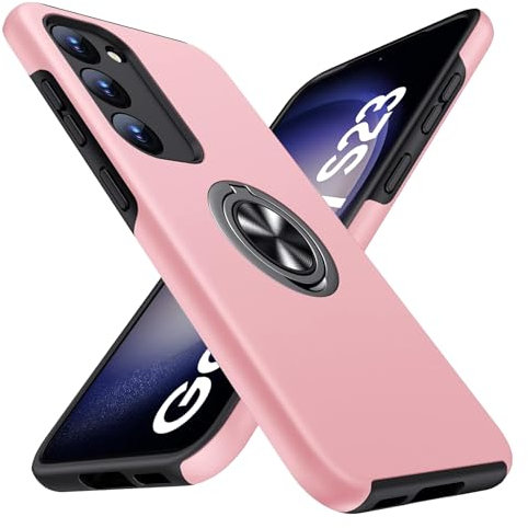 AIOVETEAB Cover Compatibile con Samsung Galaxy S23, Custodia Protettiva Antiurto con Supporto Magnetico per Galaxy S23,Rosa