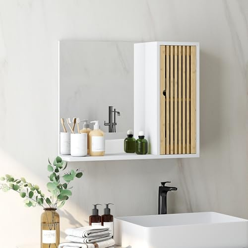 HOMCOM Armoire de Salle de Bain avec Miroir 60 x 14 x 50 cm Blanc