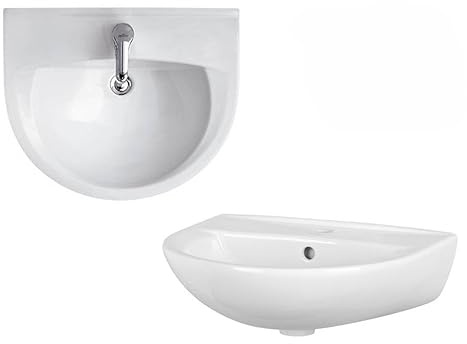 Waschbecken mit BEST CLEAN Oberflächenbeschichtung, 60 cm breit, weiß mit Hahnloch, Waschtisch aus Keramik