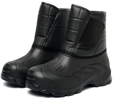 Harssidanzar Bottes de chasse d'hiver pour homme imperméables, isolantes contre le froid avec protection anti-écrasement EVA pour la chasse au canard,RM030,Noir,Taille45