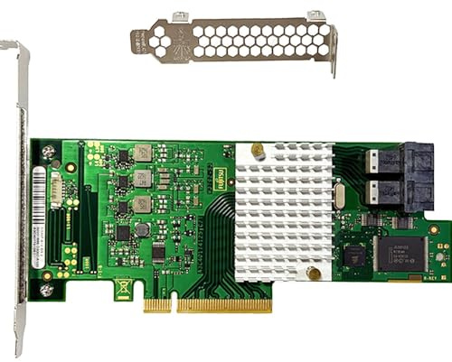 Carte SAS HBA Compatible LSI 9300-8i IT Mode et D3307, Carte d’Extension PCIe SATA, Prise en Charge SAS Expander, 8 Ports 12Gb/s PCIe 3.0, 2X SFF-8643 internes pour NAS ZFS TrueNAS unRAID
