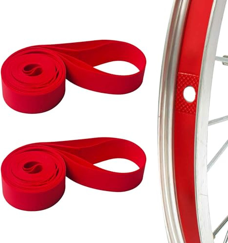 bskkw 2PCS 700C Red Bicycle Rim Strip Tape, Nylon Inner Tube Protection Liner for Mountain Road Bikes, Puncture Resistant Wheel Rim Protector