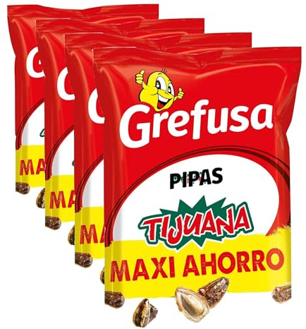 Grefusa | Pipas Tijuana MAXI semillas de girasol - pack de 240gr (Paquete de 4)