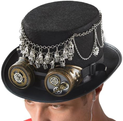 Steampunk Cylinderhatt Justerbar Retro Huvudbonad med Rem | Halloween Kostym Steampunk Cylinderhatt För Scen, Sammankomst, Fotografering, Karneval, Maskerad, och Fester för Män och