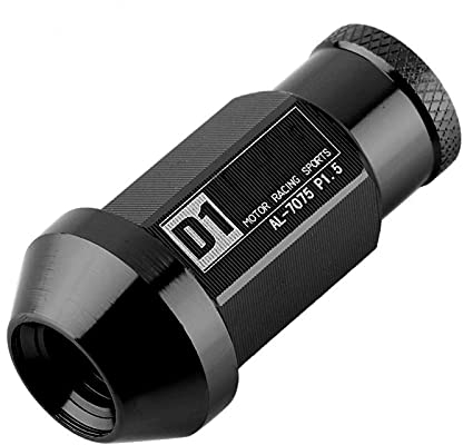 Radmuttern, Aluminium 5-Farben Autoreifenschraube Racing Radmutter M12X1.5 (20er Pack)(schwarz)