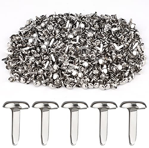 AIEX 600 Stück Metallklammern aus Papier, rund, Befestigungselemente aus Kupfer, Schlitznadeln für Bastelprojekte, Scrapbooking, Büro, 12 x 8 mm (Silber)