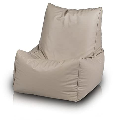 Ecopuf Solid - Puf saco con relleno asiento suave de ecopiel con doble cremallera antipérdida Din 75 x 75 cm