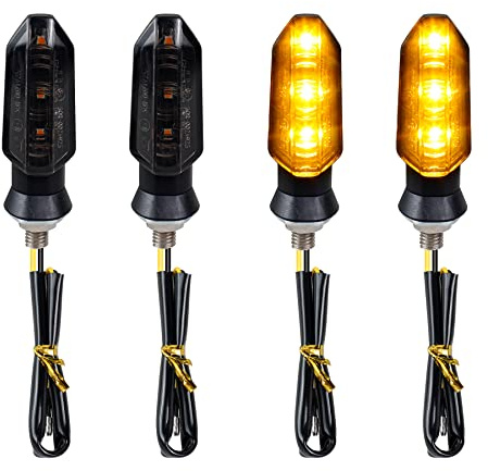 QUASCO 4PCS Universal Motorcycle Turn Signals, Front Rear LED Turn Signal Lights Amber Blinkers for Motorbike Scooter Quad Cruiser Off Road Turing