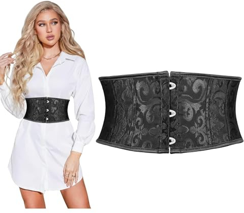 SUOSDEY Corset Belt for Women, Wide Waist Belt for Dress Cosplay Tie Waspie Belt Black