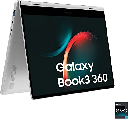 Samsung Galaxy Book3 360, Ordinateur Portable, 13.3, Tactile, Intel Core Evo i5, 8 Go RAM, 256 Go SSD, Iris Xe Graphics, Argent, Clavier AZERTY FR