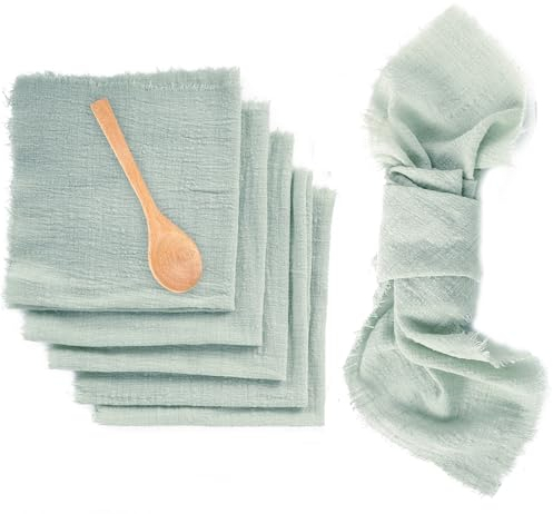 Stoffservietten Grün 42 x 42 cm, Dinner Stoffservietten Baumwolle, 6 Stück Leinenservietten Grün für Weihnachten Abendessen Cafe Restaurant