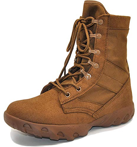 QAXZESA Uomo Stivali tattici Traspirante Militare Esercito Stivali Combattere Lavoro Scarpe Leggero Scarponi da trekking e da passeggio,Brown-43