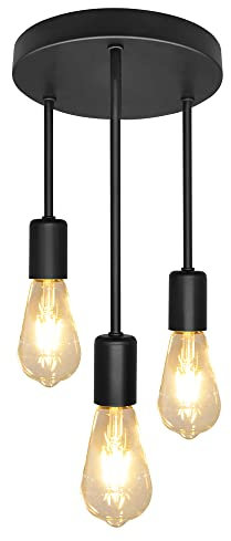 Artpad Lampara Techo Colgante -lamparas De Techo Dormitorio 3 Luces - Base De Metal - E27 - Lampara Techo Vintage Salón Restaurante Bar