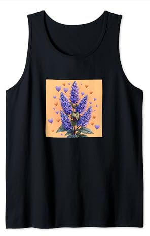 Anise Hyssop Flowers With Hearts Around Boho Style Graphic Tank Top