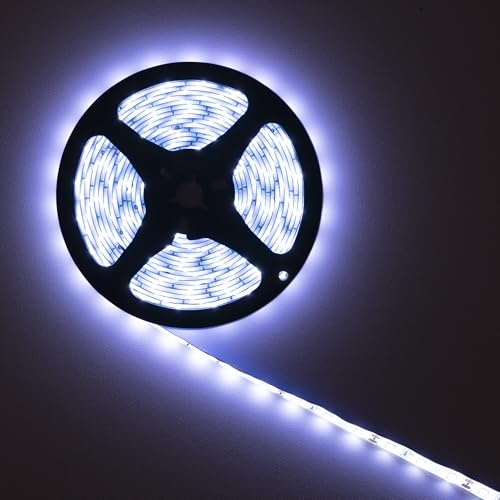 PNI Striscia LED 2835W, bianco freddo, IP20, silicone, lunghezza 5 metri, pulsante a sfioramento, alimentazione 230V, dimmerabile, 300 LED 2835