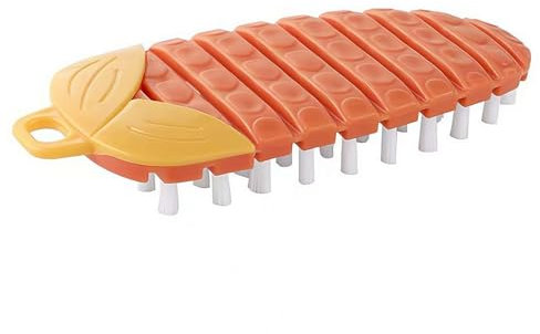 XIAOBAN Brosse de nettoyage pour légumes, pommes de terre, plusieurs fruits et légumes, brosse à récurer pour tous les types de fruits, légumes (orange)