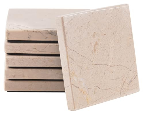 Radicaln Juego de 6 posavasos cuadrados Verona hechos a mano de 3.5 pulgadas para bebidas, posavasos de piedra ideales para cocina, comedor y decoración de sala de estar