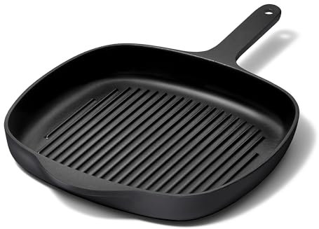 Caraway Enameled Cast Iron Grill Pan - 10.5” Grill Pan for Stovetop Cooking - 3 Layer Enamel Coating - No Seasoning Required - Compatible With All Stovetops - Free From Forever Chemicals - Charcoal