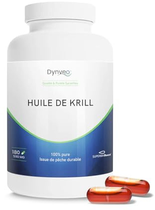 Aceite de Krill Pure Superba Boost 590 mg - Omega-3 fosfolípidos y astaxantina - Alta biodisponibilidad - 180 Cápsulas Licaps - Producto de pesca sostenible y respetuoso con el medio ambiente - Dynveo