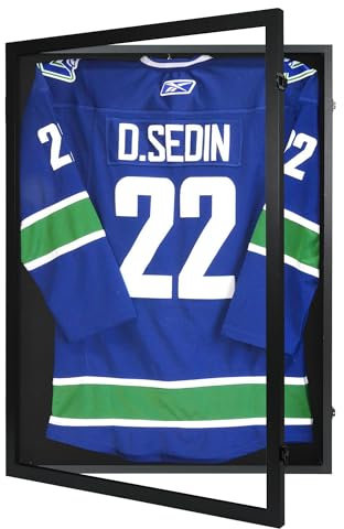 CCDCC Vitrine aus Holztrikot-Rahmen, 1 Stück, großer Sport-Trikot-Rahmen mit Aufhängern für Hockey, Fußball, Baseball, Basketball, Fußballtrikot und Uniform