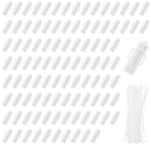 Lot de 100 étiquettes de câble réutilisables avec 100 serre-câbles, transparentes, étanches, pour l'organisation des câbles et les étiquettes de câbles réseau